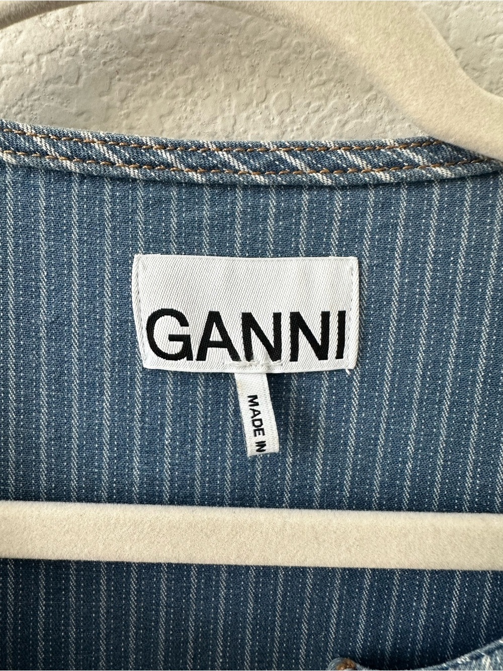 GANNI Peplum Striped Denim Blue Blouse SZ US 4, FR 36, S - Picture 3 of 6
